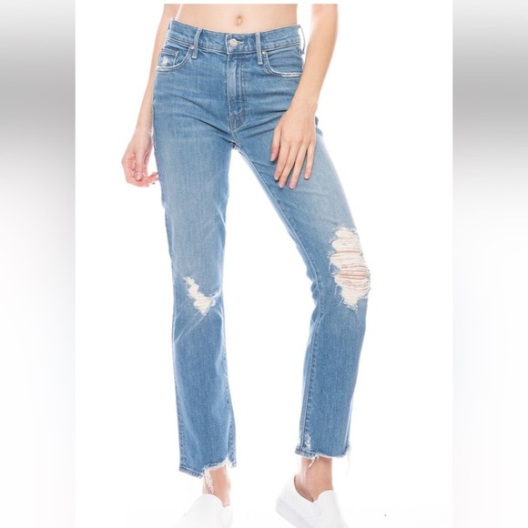 MOTHER SUPERIOR INSIDER CROP STEP CHEW IN DESTROYED BILLS HIRISE STRAIGHT LEG - Picture 1 of 16